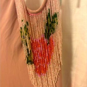 One of a kind beaded fringe show stopper mauve beaded fringe rose